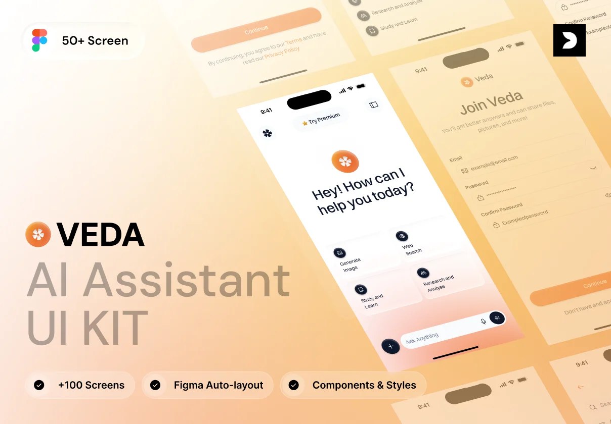 VEDA AI Chat Image Generation App (Light Dark)