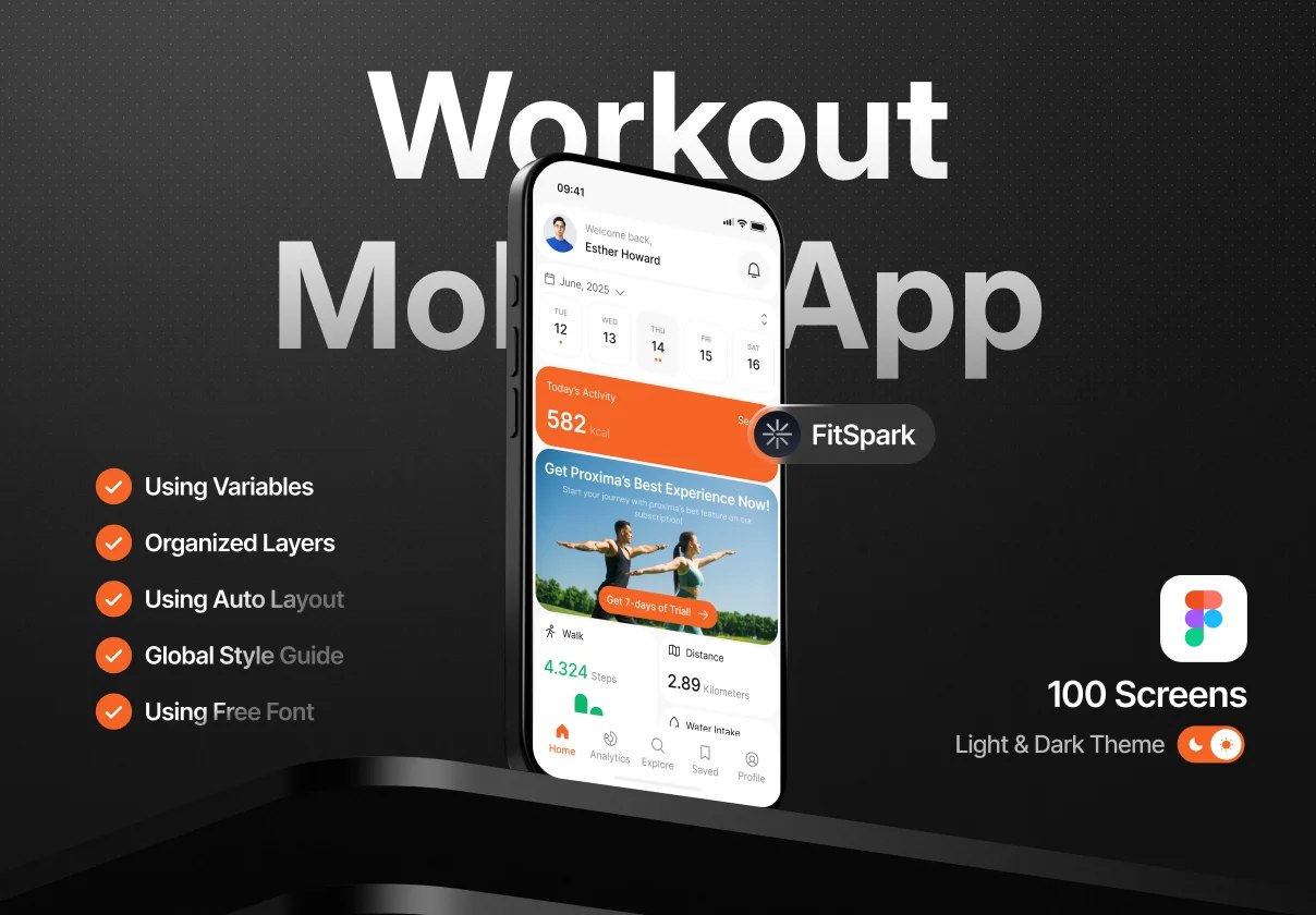 FitSpark Workout Mobile App UI Kit