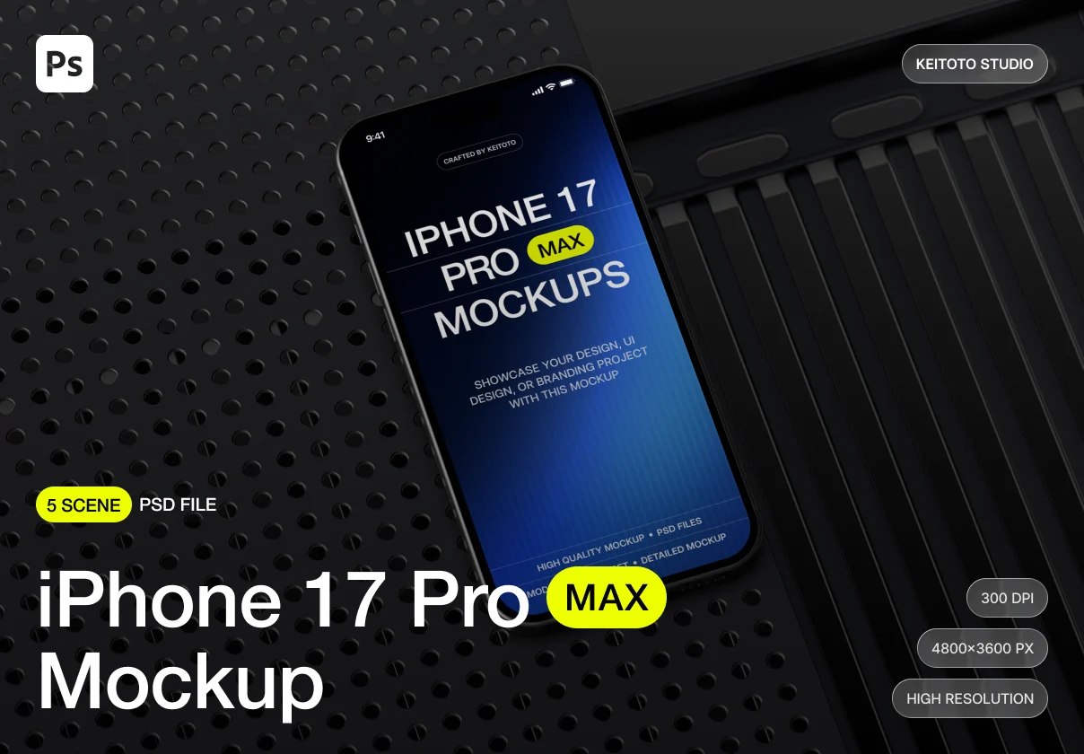 iPhone 17 Pro Max Industrial Grid Mockup Set