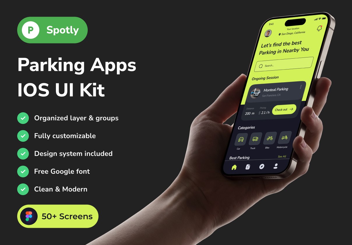 Spotly Parking App IOS UI Kits