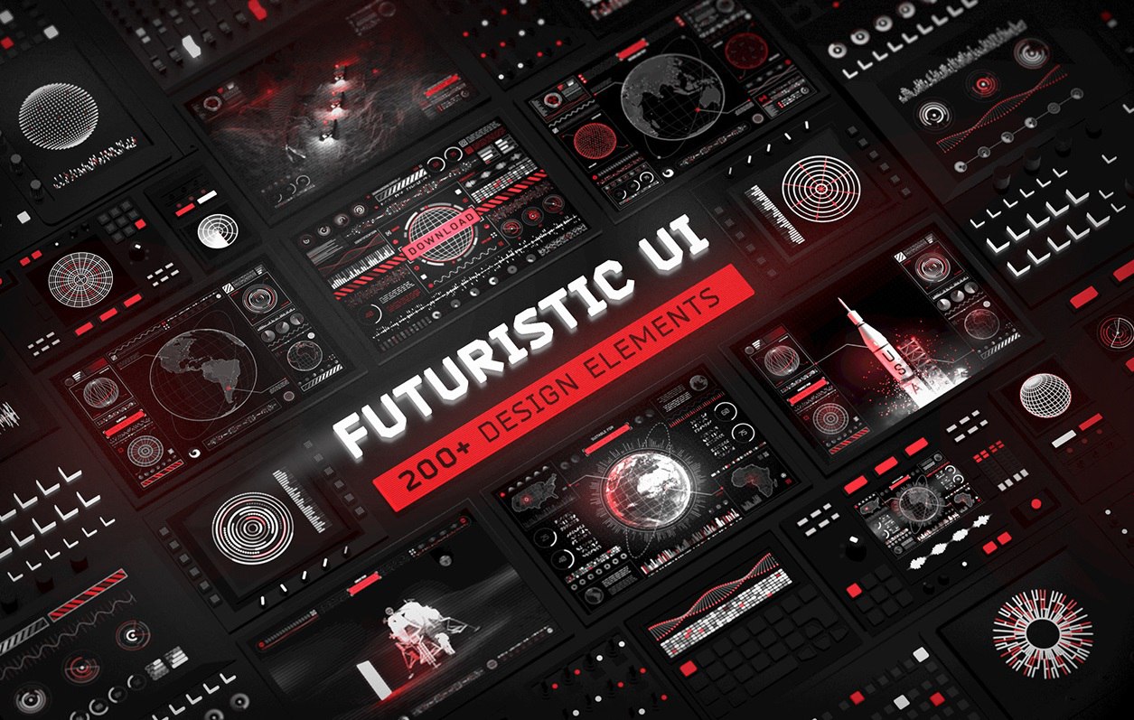 Futuristic UI Kit – 200 design elements